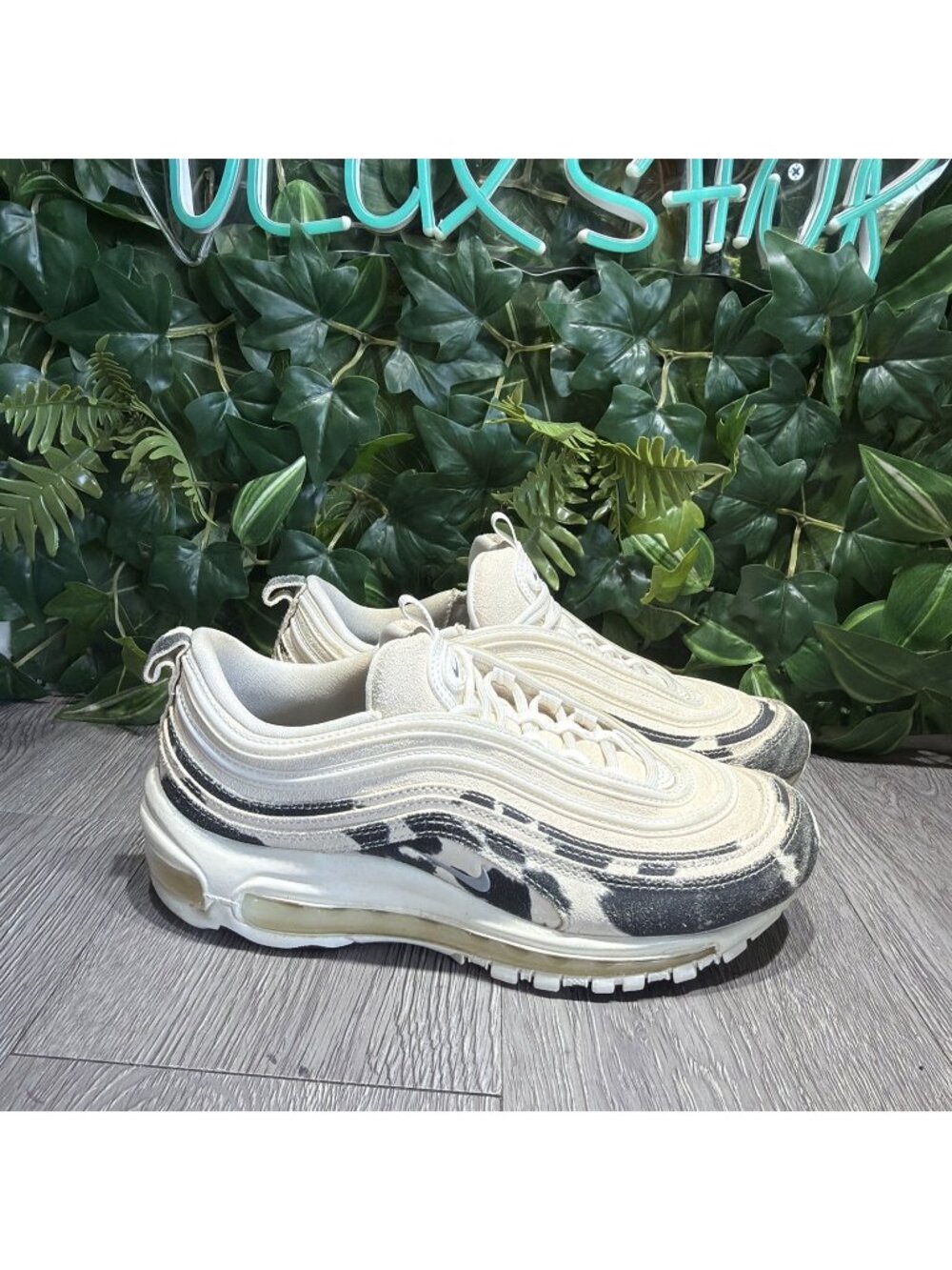 Nike Air Max 97 Cow Print Beige Tan Sail Sneakers FN7173-133 Womens Size 8